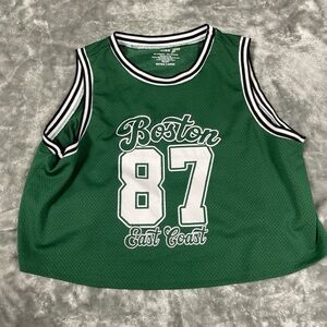 NBA Green and White Women's Jersey Top